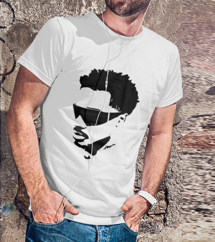 Plaqueboymax Face Outline With Sunglasses And Abstract Hair Sketch T-Shirt