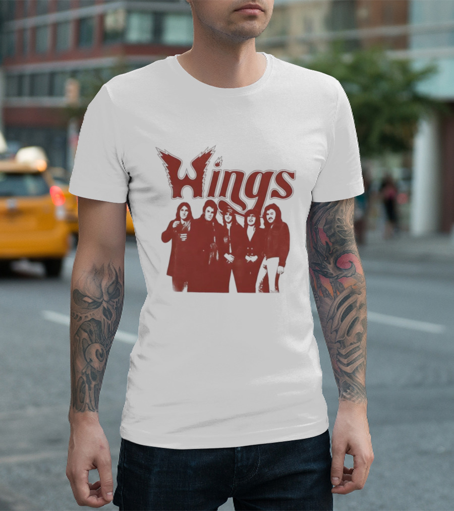 Wings Band Silhouette With Winged Font T-Shirt