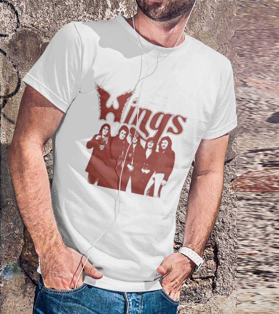Wings Band Silhouette With Winged Font T-Shirt