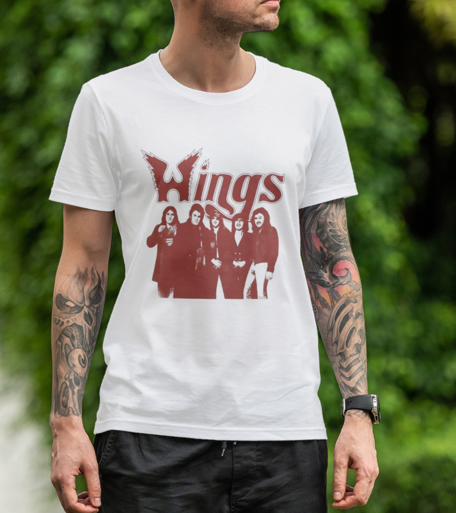 Wings Band Silhouette With Winged Font T-Shirt