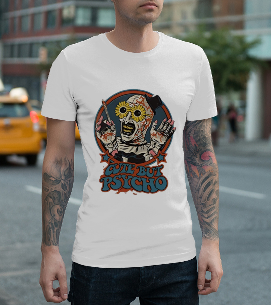 The Clown Cute But Psycho Creepy Knife Wielding Flower Eyed Jester T-Shirt