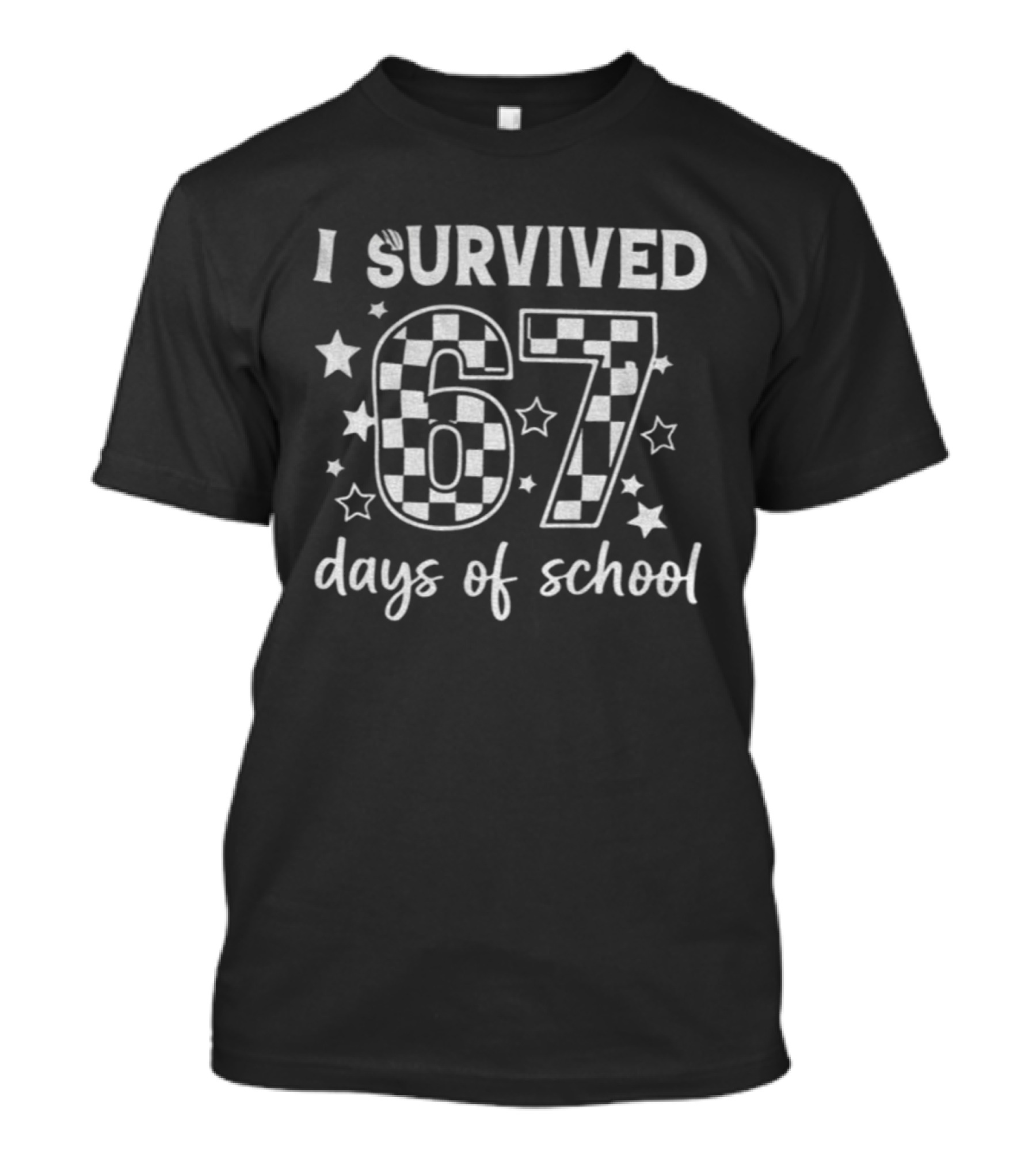 I Survived 67 Days Of School Checkered Stars T-Shirt