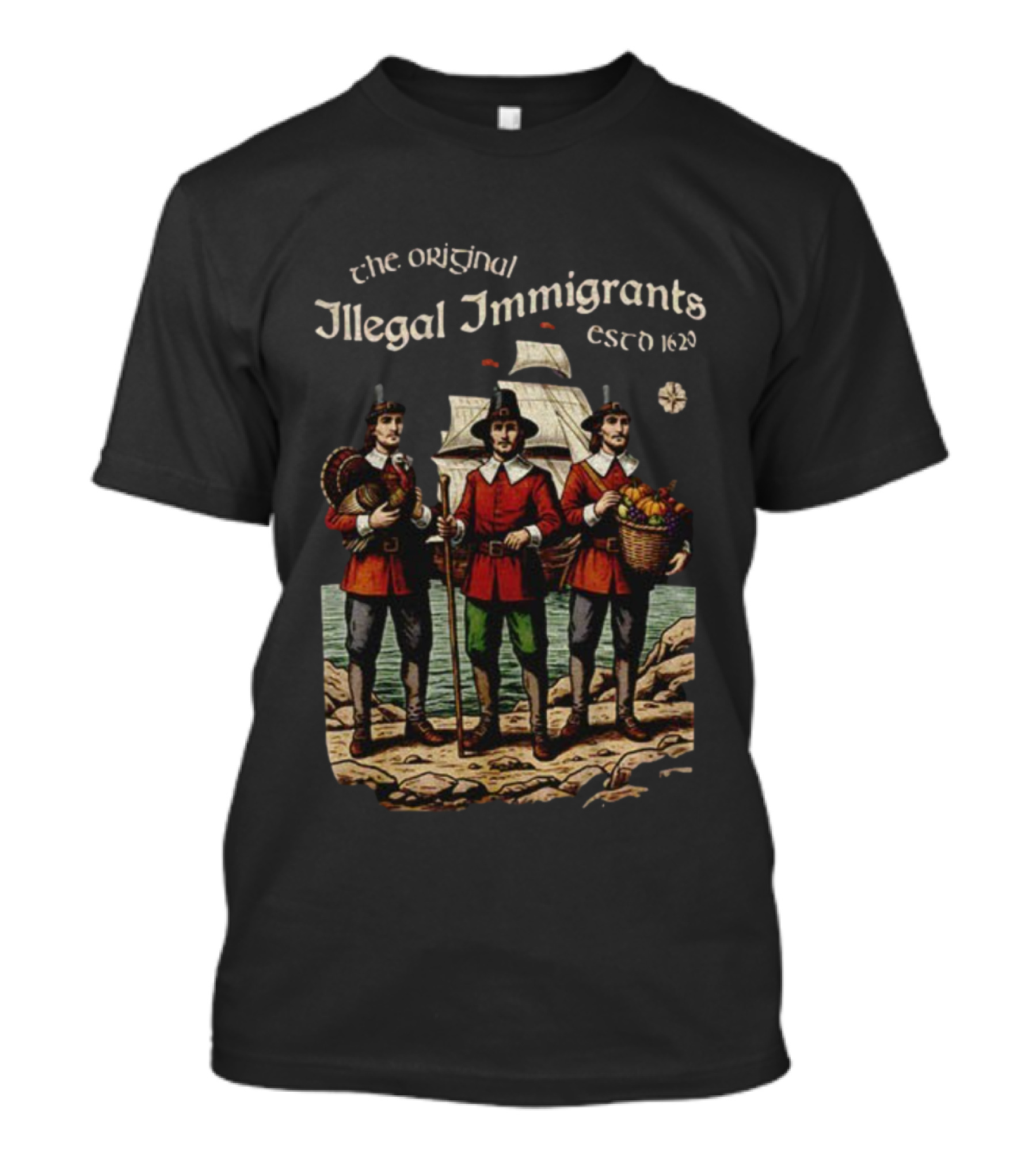 The Original Illegal Immigrants Est 1620 Thanksgiving Humor Vintage T-Shirt