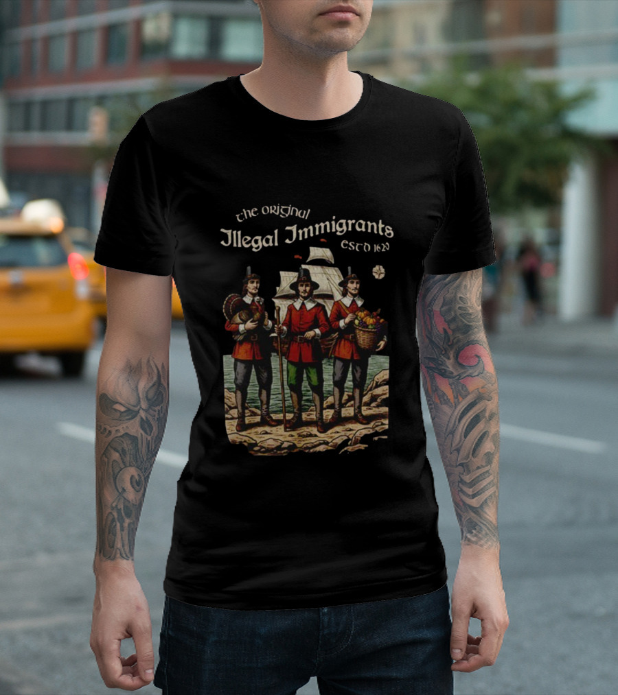 The Original Illegal Immigrants Est 1620 Thanksgiving Humor Vintage T-Shirt
