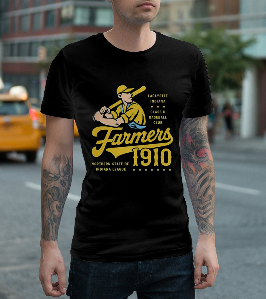 Farmers 1910 Lafayette Indiana Class D Baseball Club Northern State Of Indiana League Retro T-Shirt