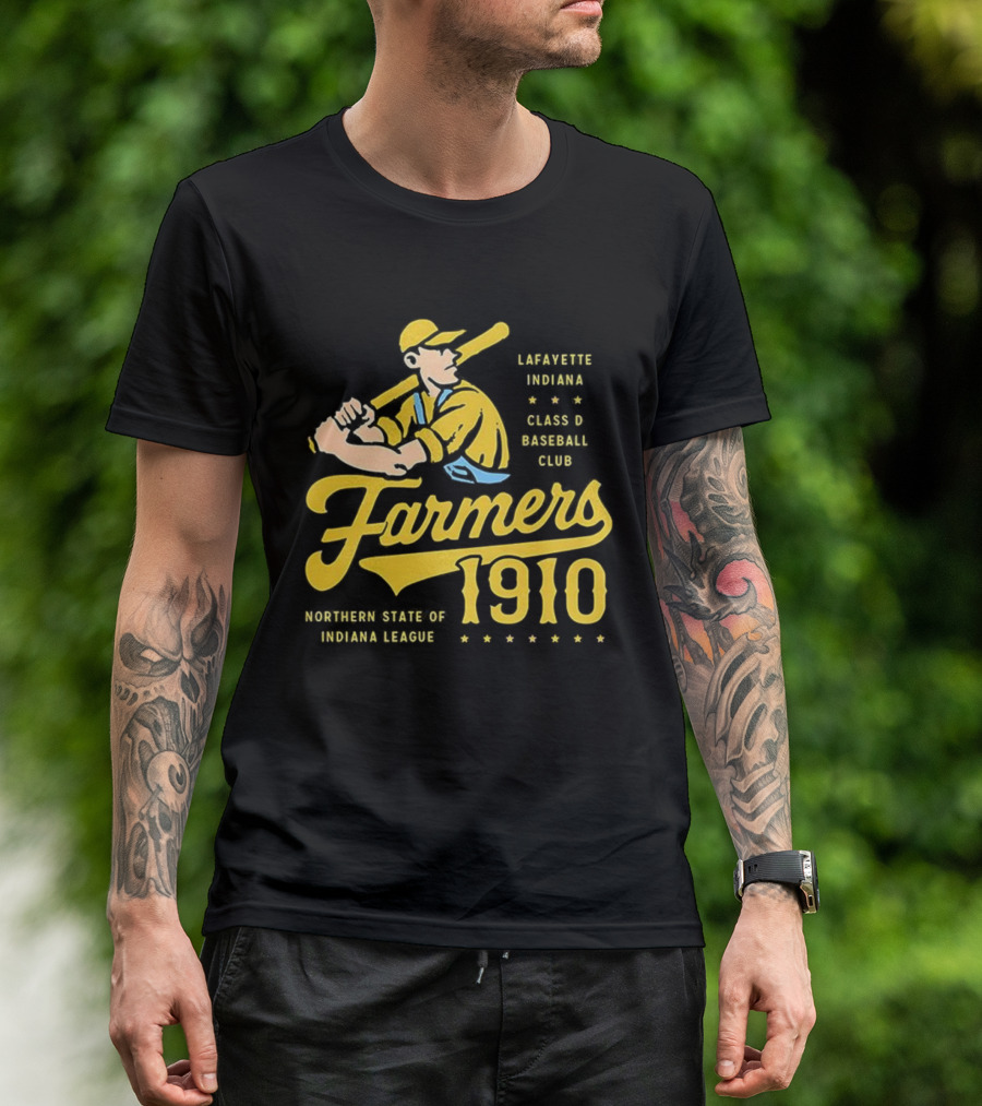 Farmers 1910 Lafayette Indiana Class D Baseball Club Northern State Of Indiana League Retro T-Shirt