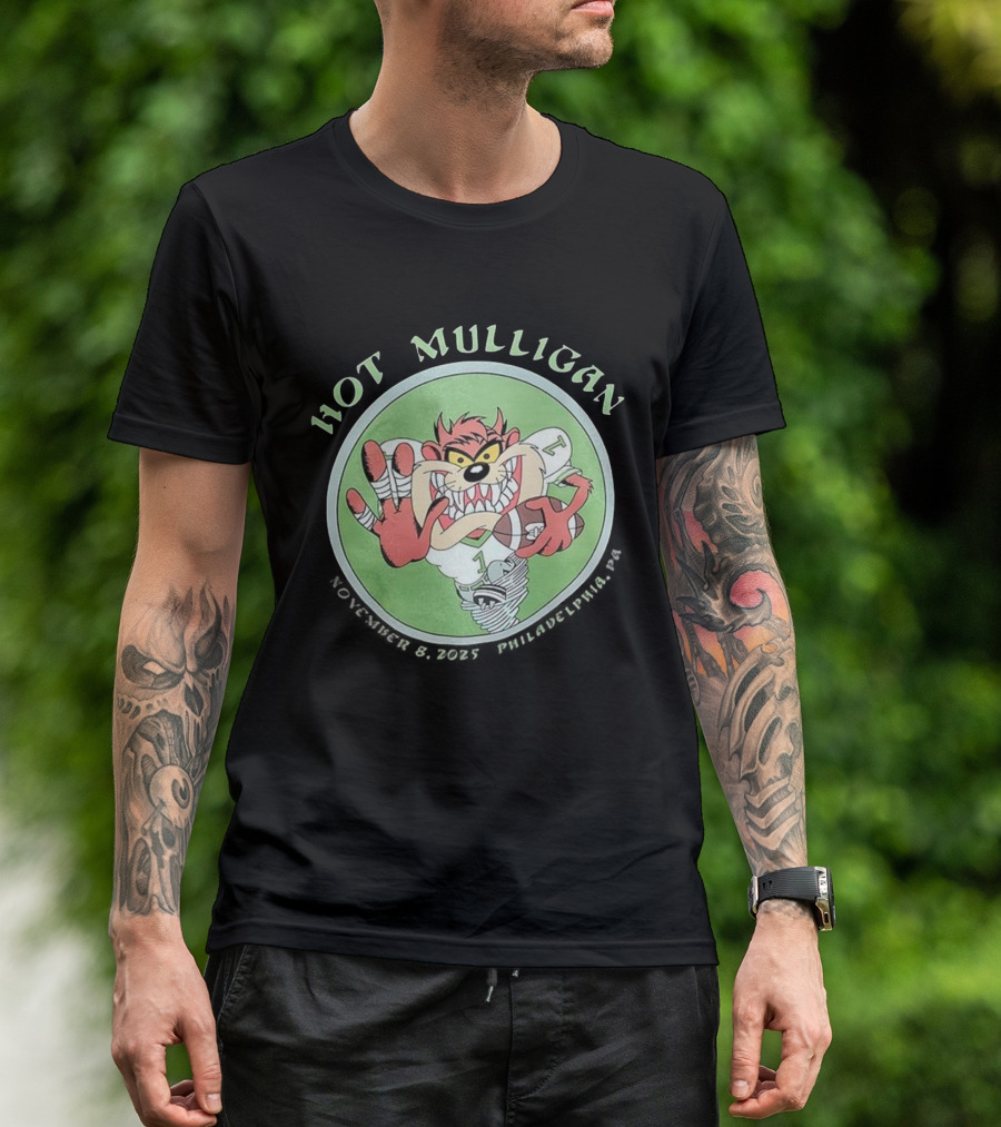 Hot Mulligan November 8 2025 Philadelphia PA Tasmanian Devil Football Player T-Shirt