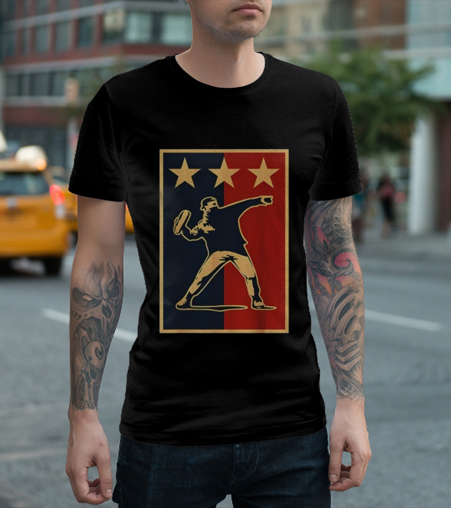 Sandwich Guy Resist Hope Obey Style Three Stars Retro Thrower T-Shirt