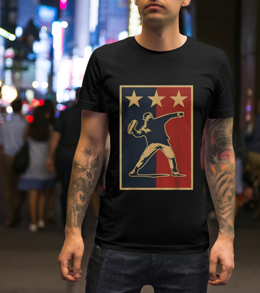 Sandwich Guy Resist Hope Obey Style Three Stars Retro Thrower T-Shirt