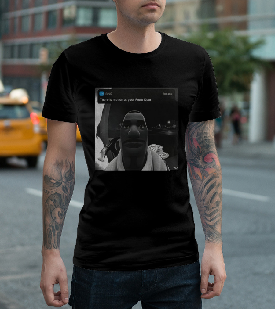 Ring Notification Meme 2m Ago Front Door Motion Alert Cartoon Face T-Shirt