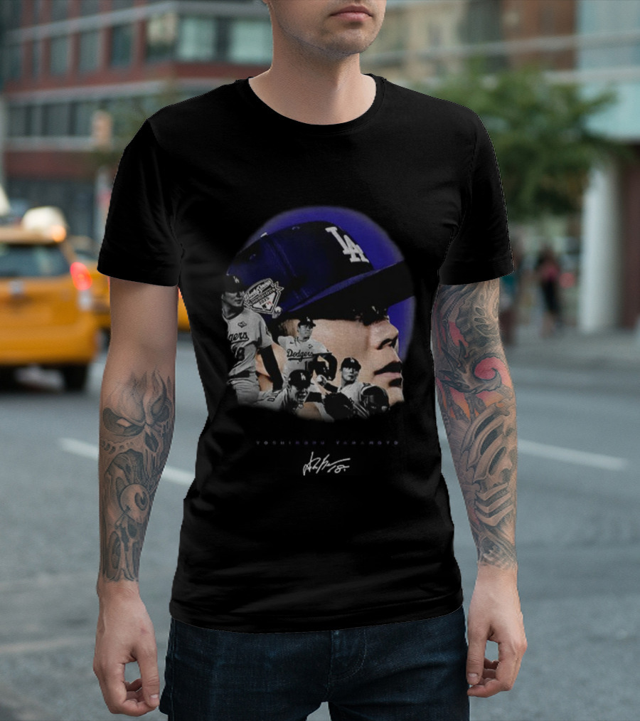 Dodgers MVP Yamamoto Vintage Baseball Icon LA Cap T-Shirt