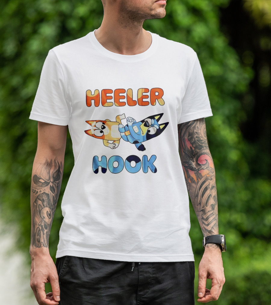Bluey Heeler Hook Wrestling Playful Cartoons T-Shirt