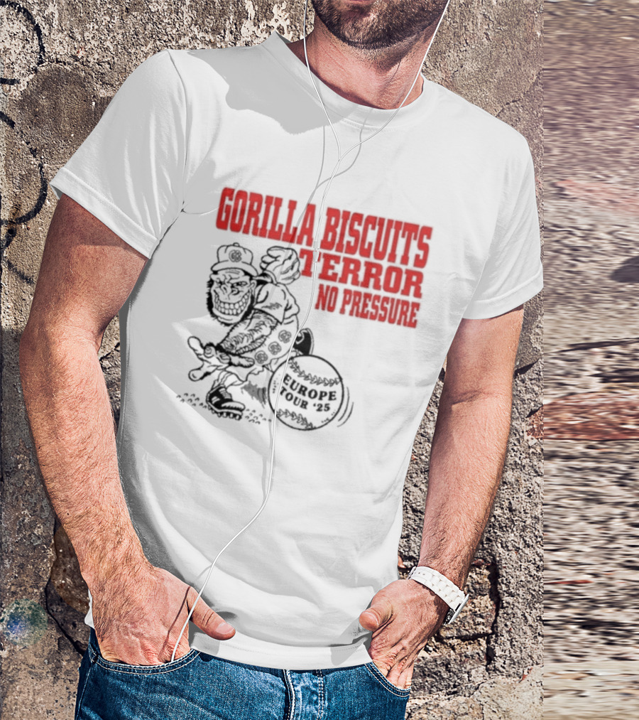 Gorilla Biscuits Terror No Pressure European Tour Promo 2025 T-Shirt