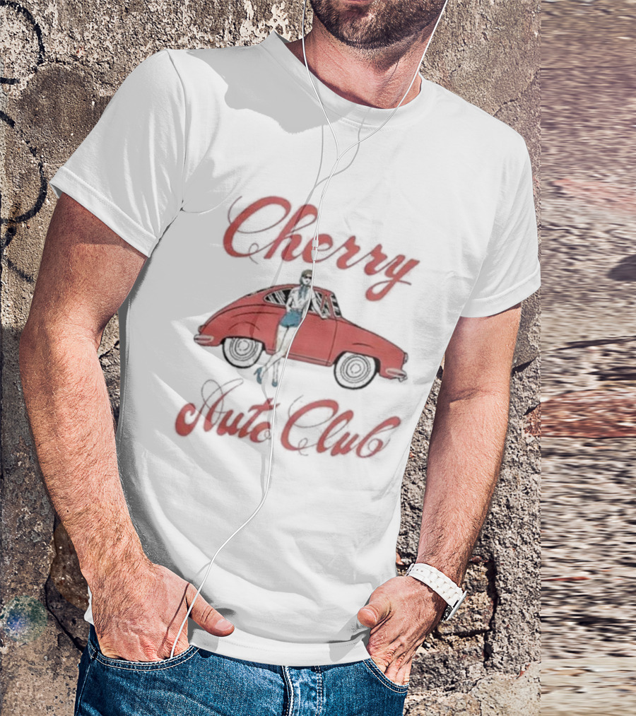 Cherry Auto Club Vintage Style Morgan Classic Car Retro Pin-Up T-Shirt
