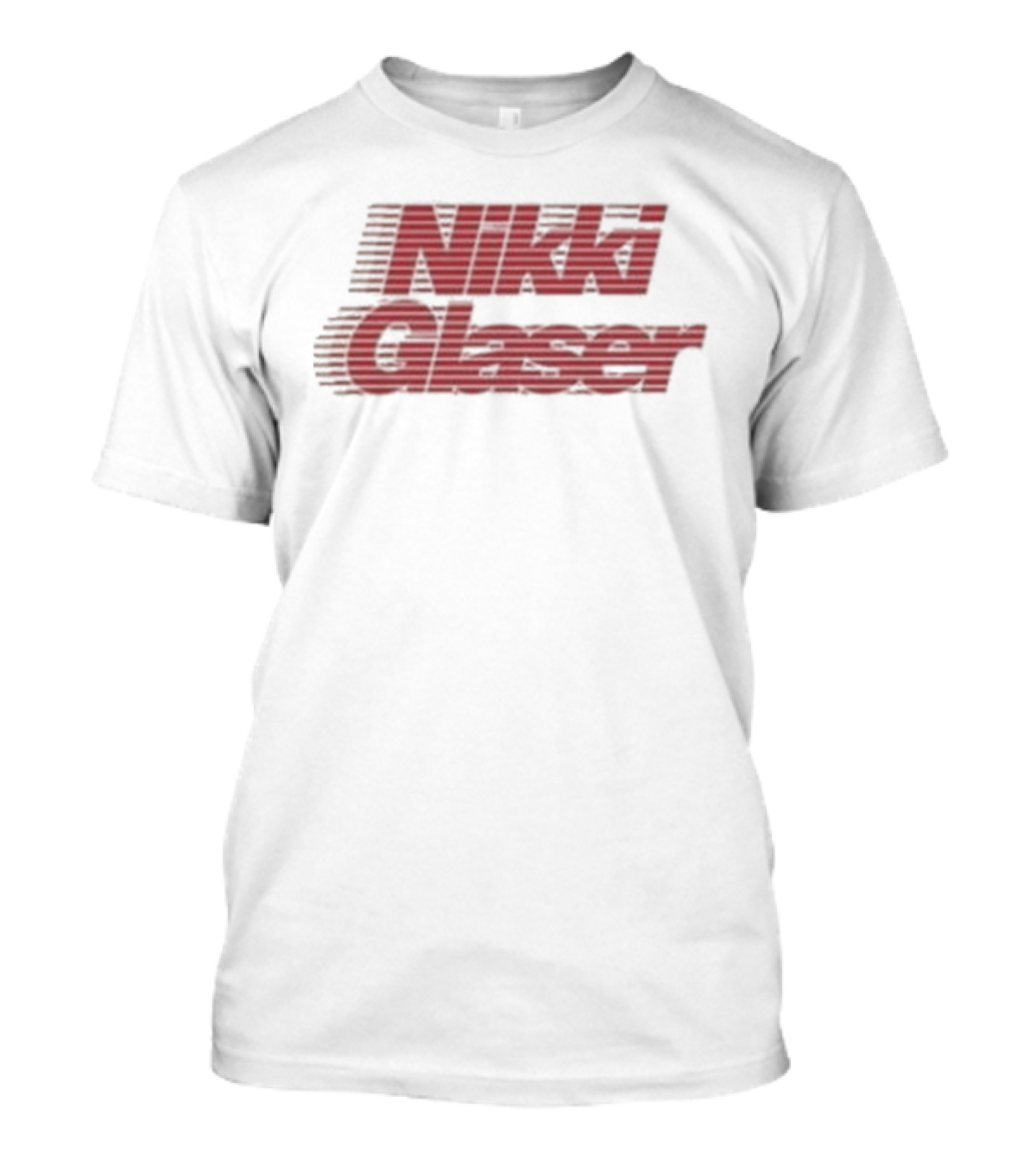 Nikki Glaser Motion Striped Red Text T-Shirt