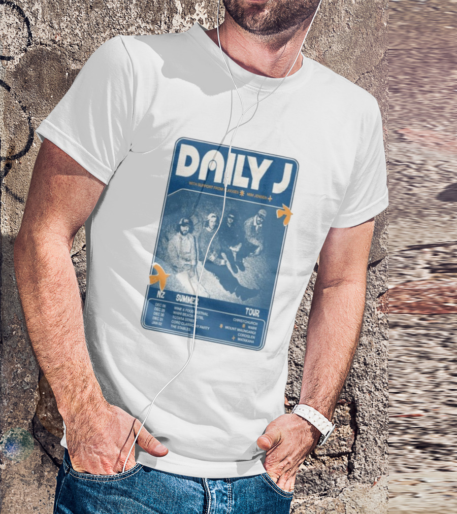 Daily J NZ Summer Tour 2025-2026 Support From Flaxxies Mim Jensen Christchurch Matakana T-Shirt