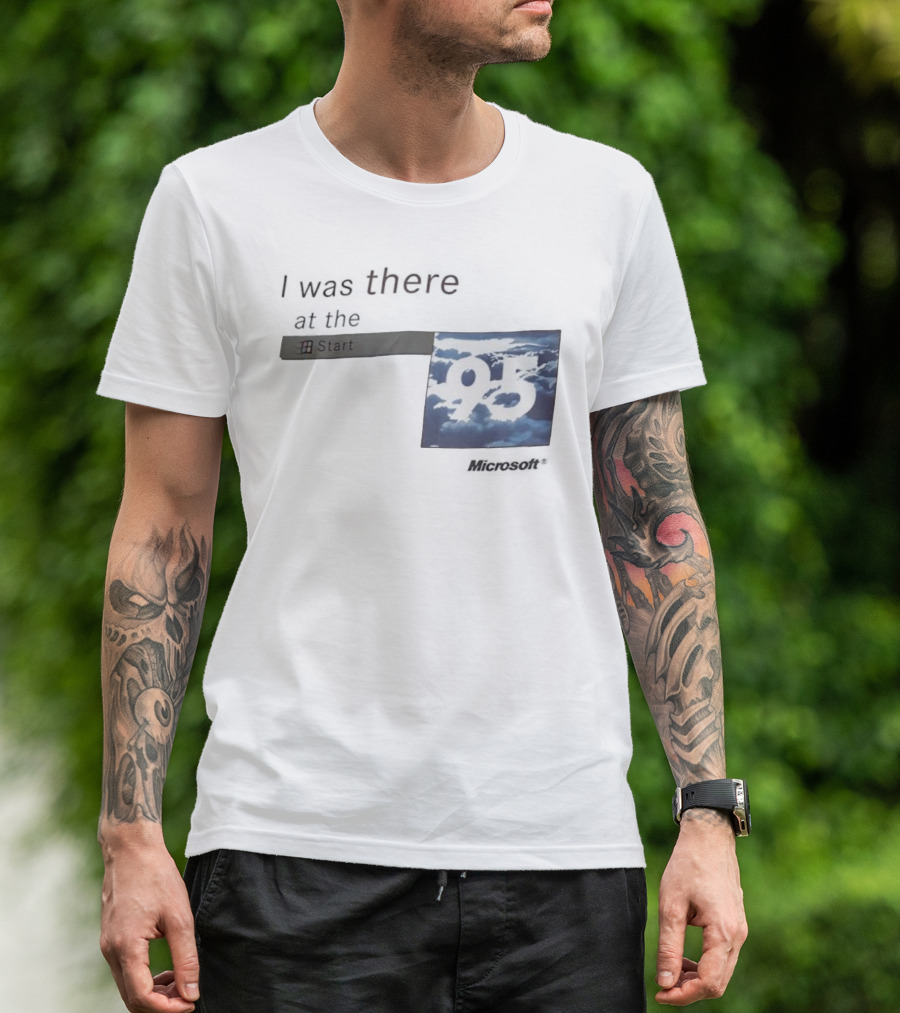 I Was There At The Start Microsoft Windows 95 Cloud Background T-Shirt
