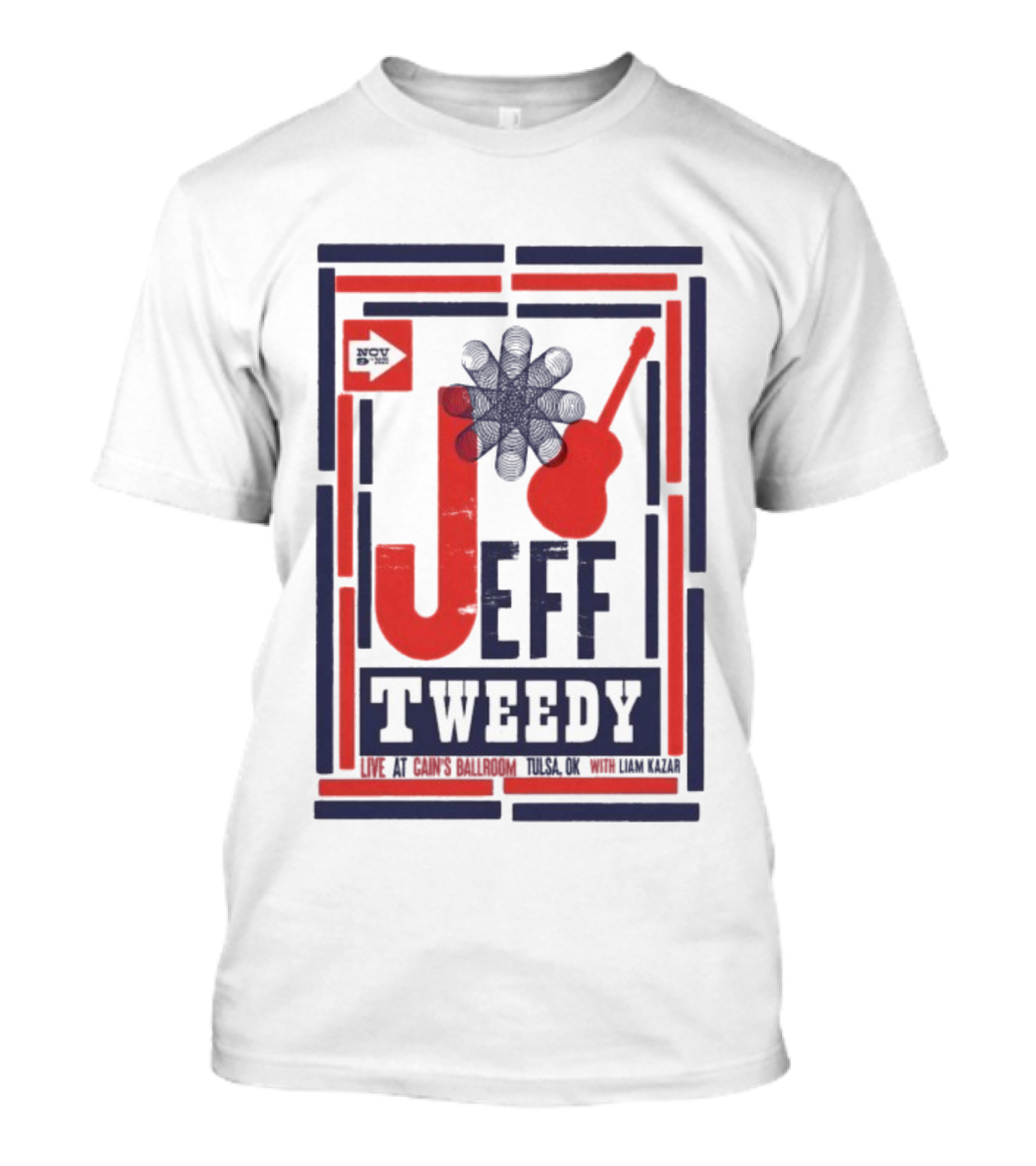 Jeff Tweedy Nov 9 Cain's Ballroom Concert Guitar Design T-Shirt