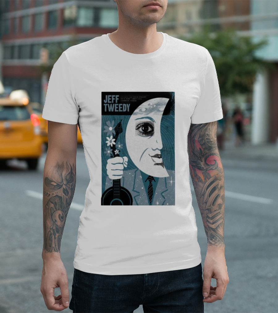 Jeff Tweedy Nov 8 2025 Liberty Hall Lawrence KS Moon Eye Flowers Guitar Art T-Shirt