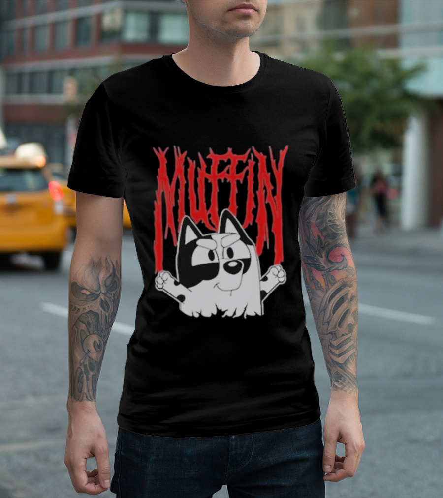 Bluey Muffin Metal Band Style T-Shirt