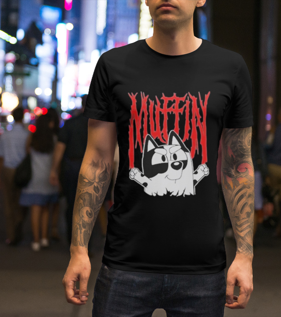 Bluey Muffin Metal Band Style T-Shirt