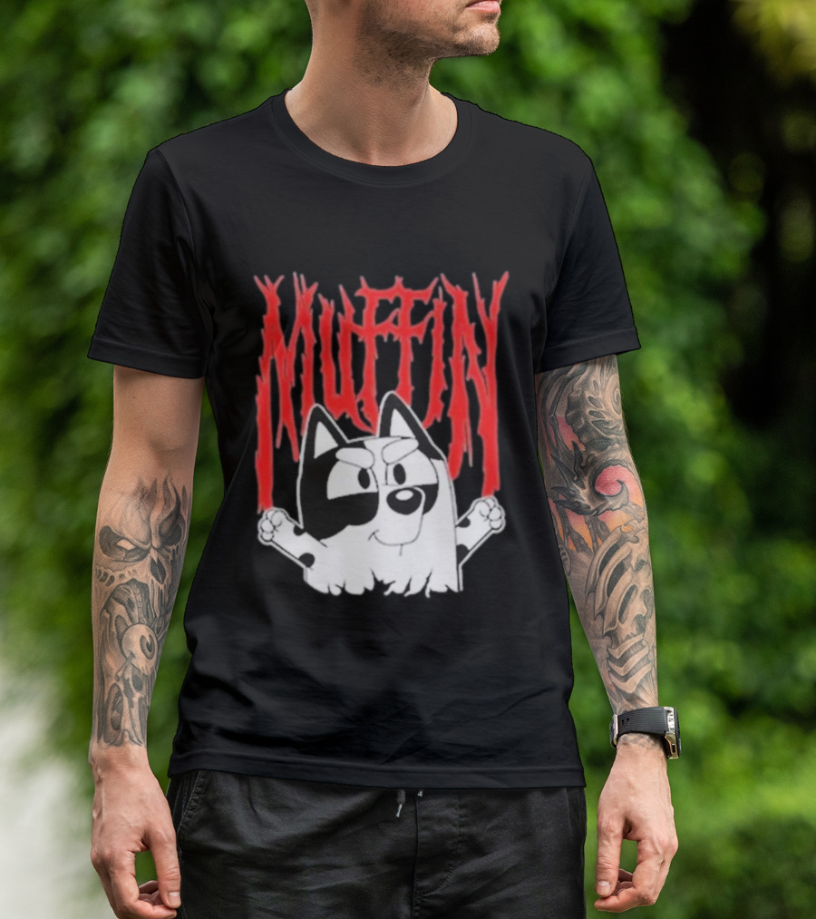 Bluey Muffin Metal Band Style T-Shirt