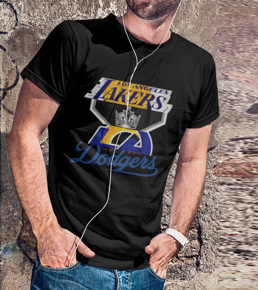 Los Angeles Dodgers Kings Lakers Sports Fan Logo Mashup T-Shirt