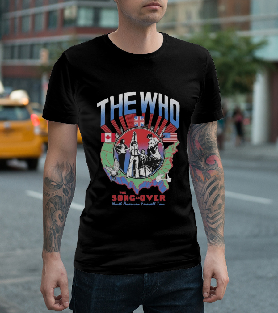 The Who The Song Is Over North American Farewell Tour 2025 USA Canada UK Flags T-Shirt
