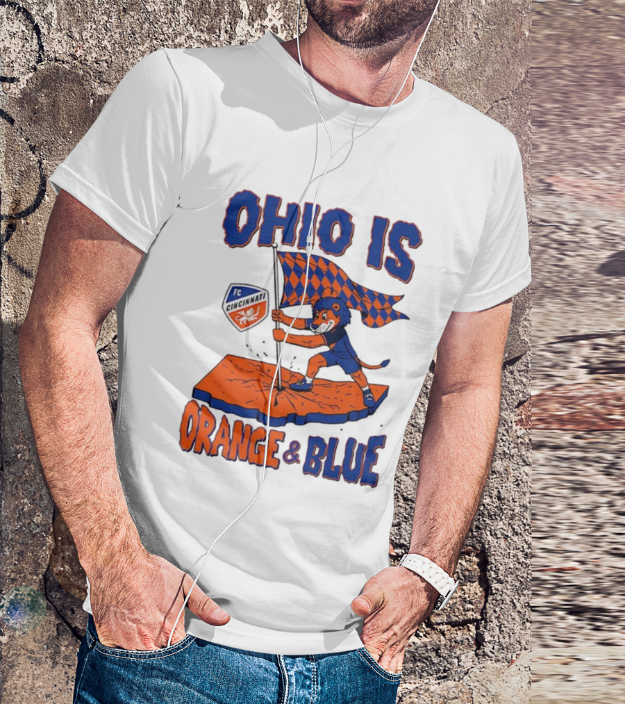 Ohio Is Orange And Blue FC Cincinnati Mascot Flag T-Shirt
