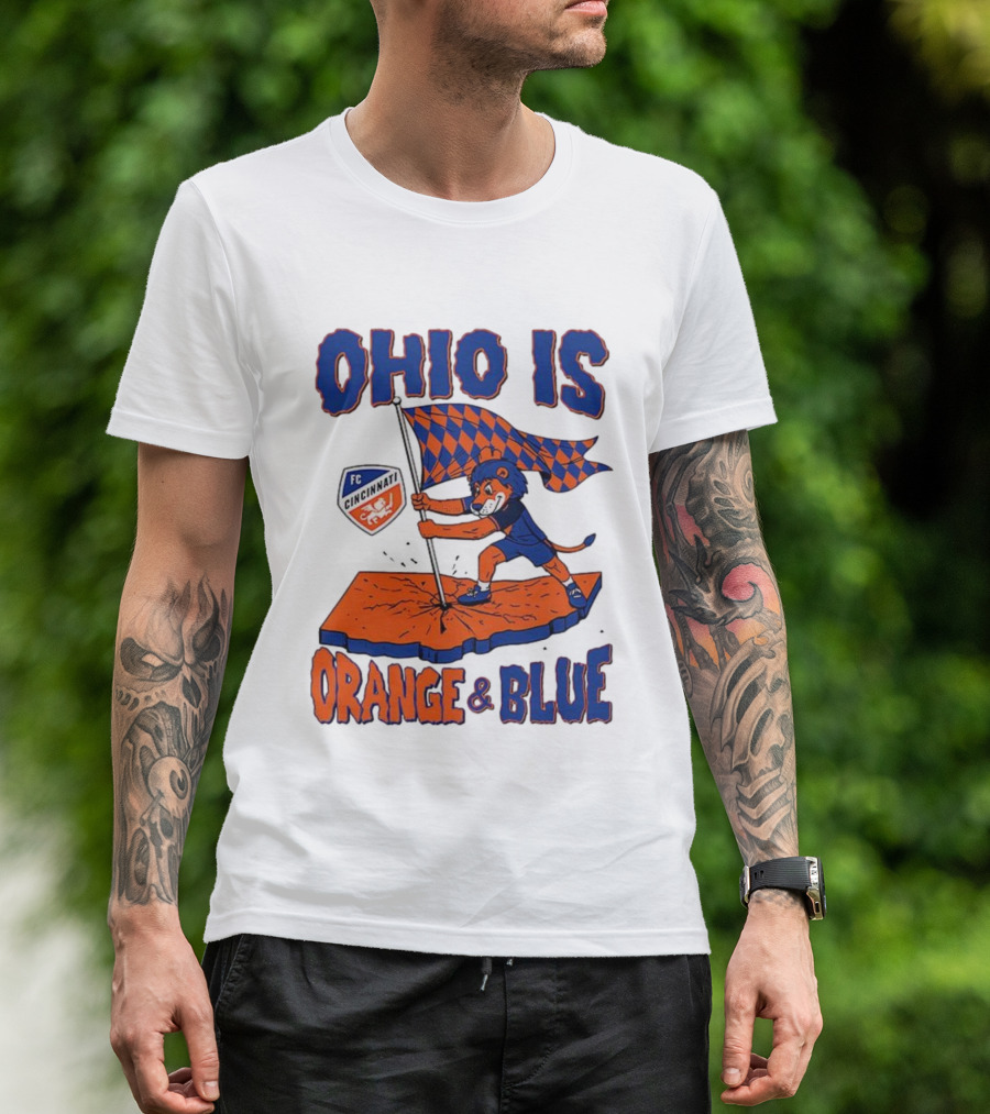 Ohio Is Orange And Blue FC Cincinnati Mascot Flag T-Shirt