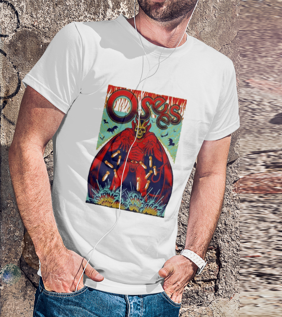 Osees Shrine Social Club Boise Sep 08 2025 Skeleton Demon With Bats T-Shirt