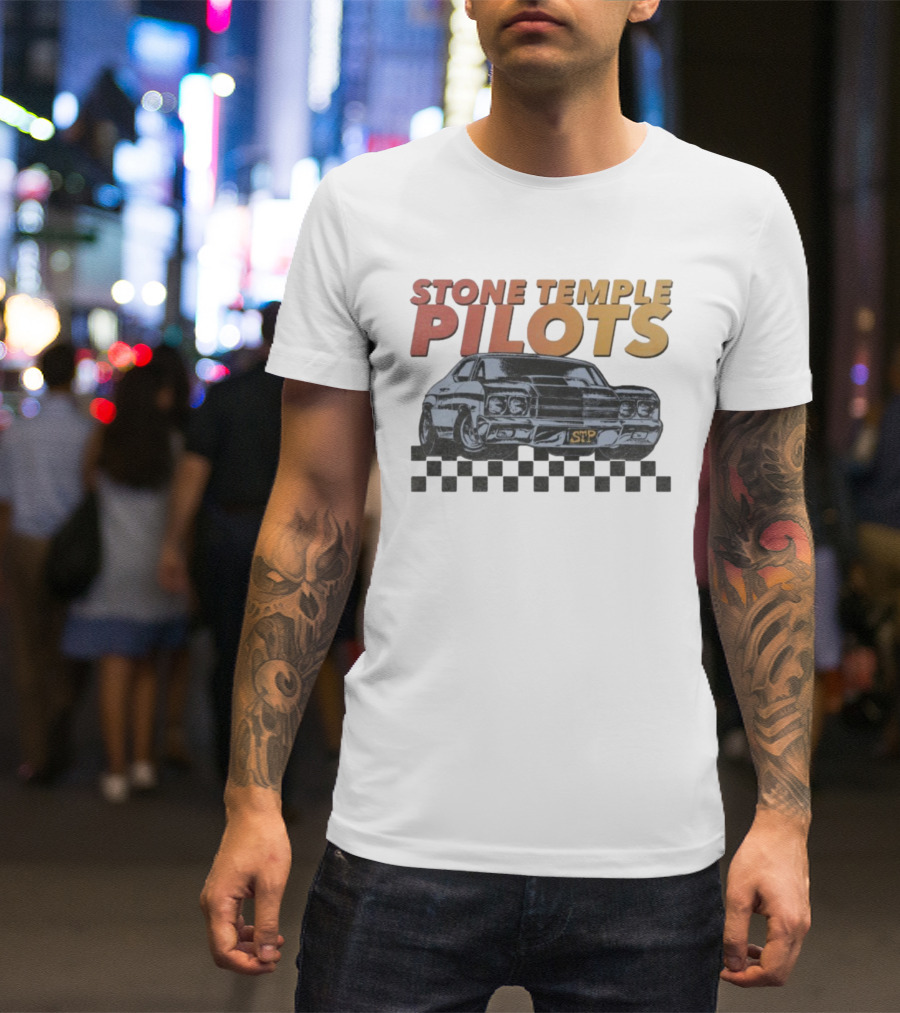 Stone Temple Pilots STP Car Racing Checkerboard T-Shirt
