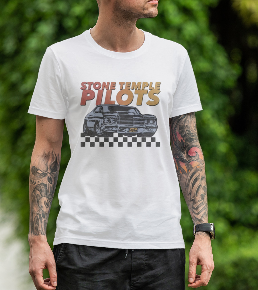 Stone Temple Pilots STP Car Racing Checkerboard T-Shirt