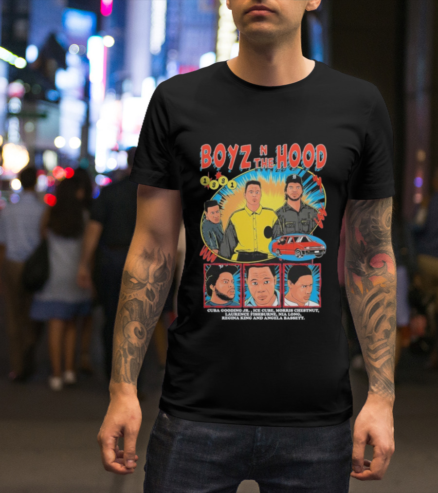 Boyz N The Hood 1991 Cuba Gooding Jr Ice Cube Morris Chestnut Laurence Fishburne Nia Long Regina King Angela Bassett T-Shirt