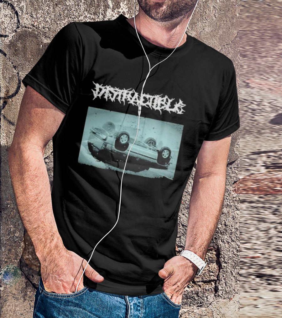 Distractible Crash Metal Car Upside Down Vehicle T-Shirt