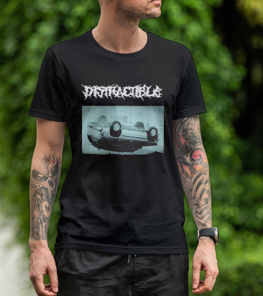 Distractible Crash Metal Car Upside Down Vehicle T-Shirt
