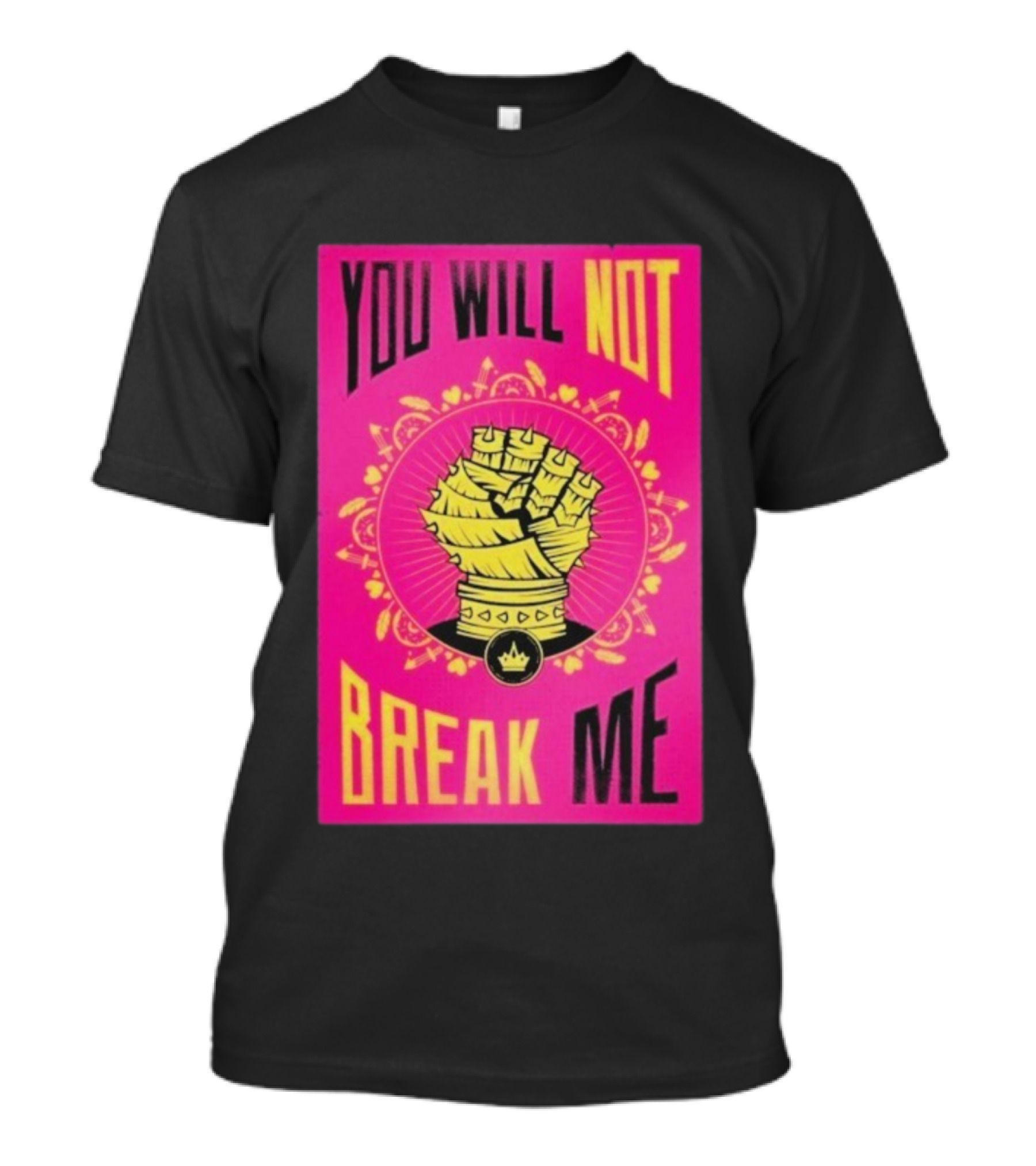 You Will Not Break Me Dungeon Crawler Carl Yellow Fist Pink T-Shirt