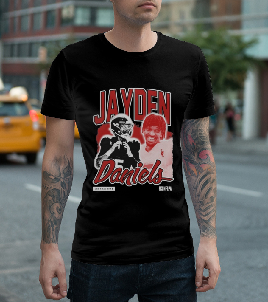 Jayden Daniels Dreamathon NFLPA Football Collaboration T-Shirt