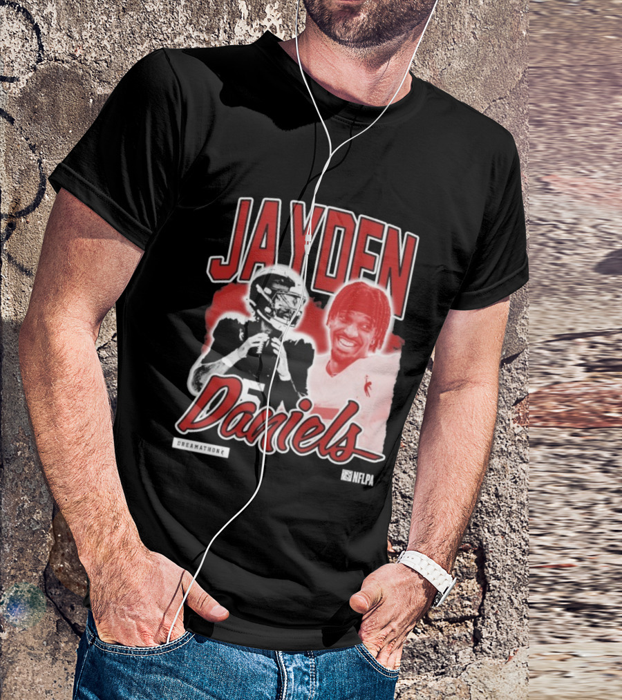 Jayden Daniels Dreamathon NFLPA Football Collaboration T-Shirt