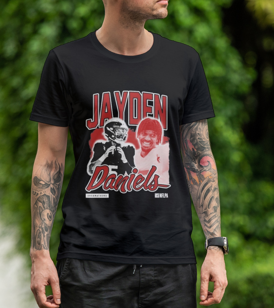 Jayden Daniels Dreamathon NFLPA Football Collaboration T-Shirt