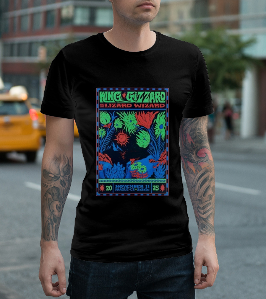 King Gizzard And The Lizard Wizard Prague SaSaZu November 11 2025 Neon Concert Event T-Shirt