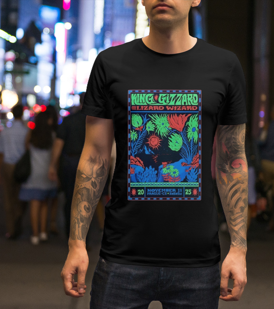 King Gizzard And The Lizard Wizard Prague SaSaZu November 11 2025 Neon Concert Event T-Shirt