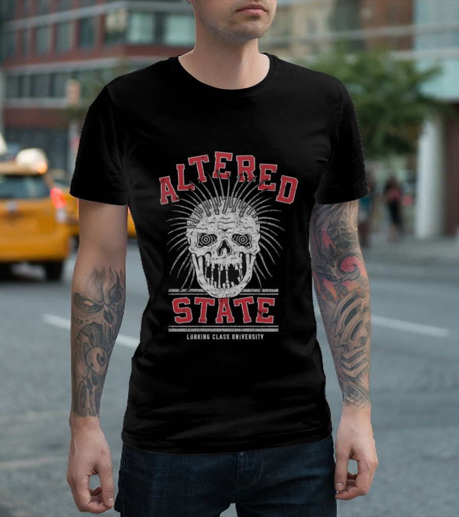 Altered State Lurking Class University Skull Design T-Shirt