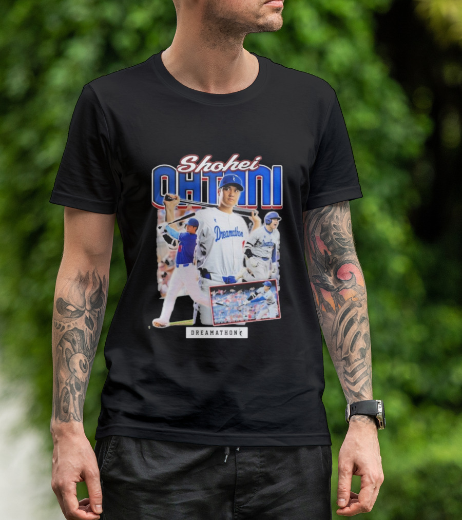 Shohei Ohtani Dreamathon Baseball Action Collage T-Shirt