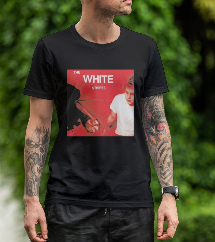 The White Stripes Let's Shake Hands Red And White Spiral Design T-Shirt