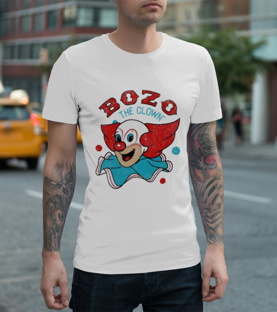 Bozo The Clown Vintage Cartoon Red Blue Fun Design T-Shirt
