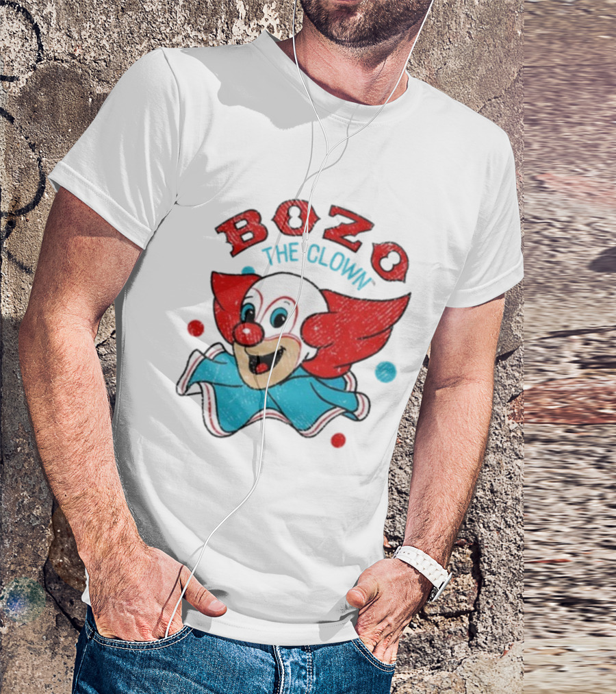 Bozo The Clown Vintage Cartoon Red Blue Fun Design T-Shirt
