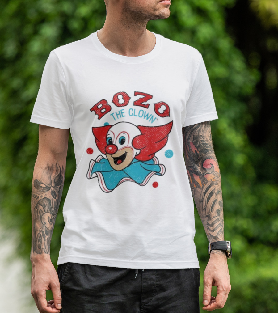Bozo The Clown Vintage Cartoon Red Blue Fun Design T-Shirt