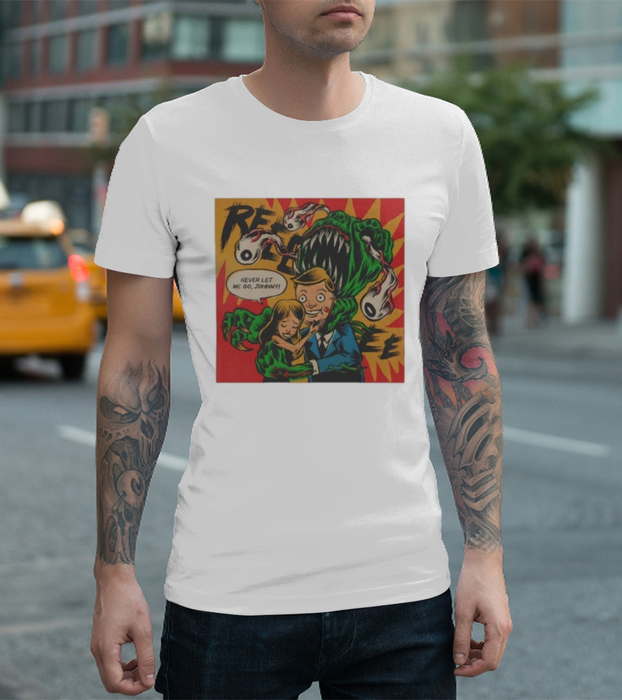 Creepy Comic Style Monster Attack Never Let Me Go Johnny Retro Art T-Shirt