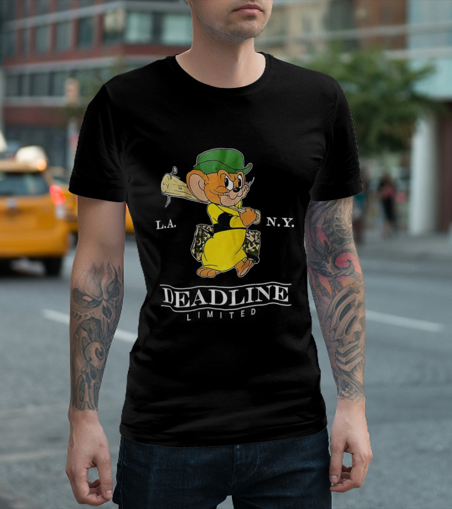 Jerry Deadline Limited Character Baseball Wood Bat Iconic Sports Style T-Shirt